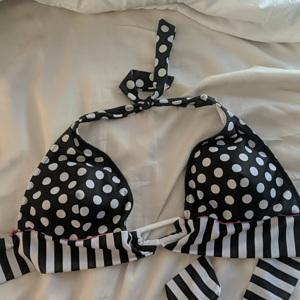 Polka Dot & Striped Bikini Top